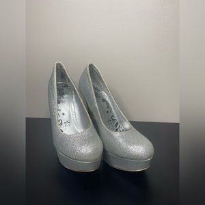 Brash Silver Sparkly Heels